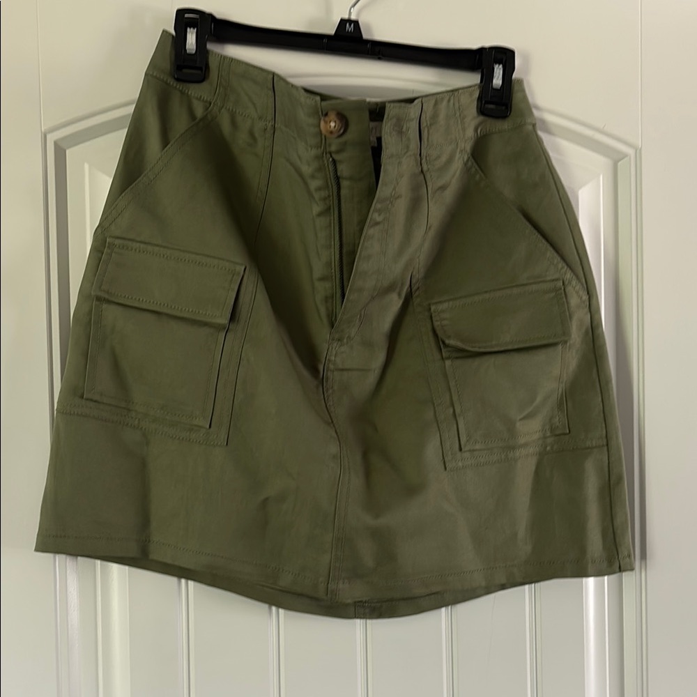 LOFT Sage Green Zip-Up Skirt